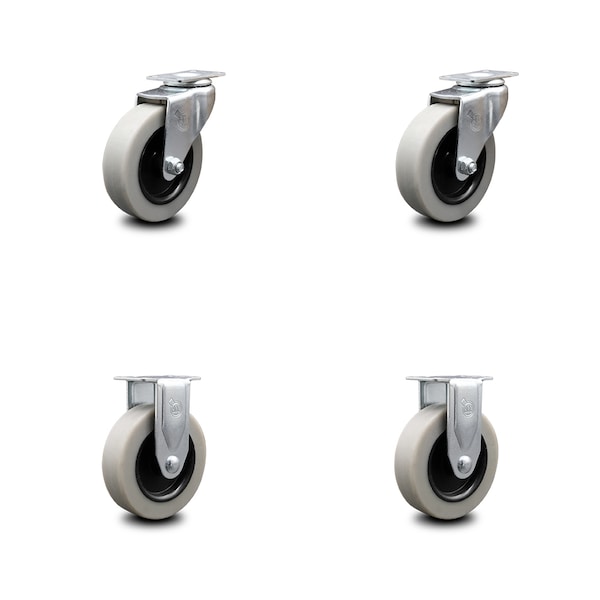 3 Inch Thermoplastic Wheel Top Plate Caster Swivel 2 Rigid, 2PK